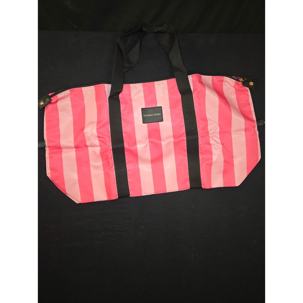 Victorias Secret Pink Striped Weekender Duffel Bag Travel Gym Tote 11054430